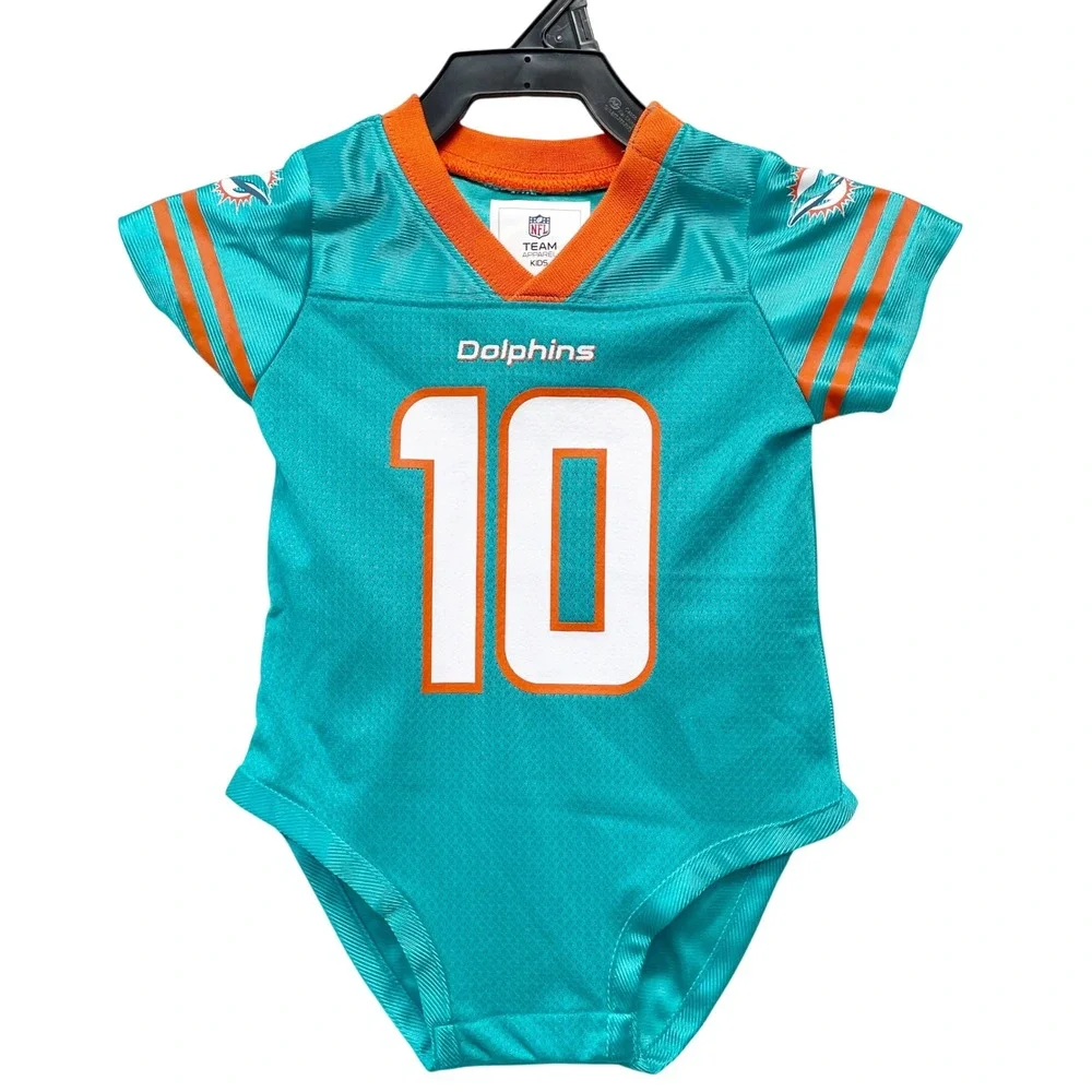 NFL Team Baby Aqua Tyreek Hill #10 Miami Dolphins Jersey Bodysuit Size 6-9 Month